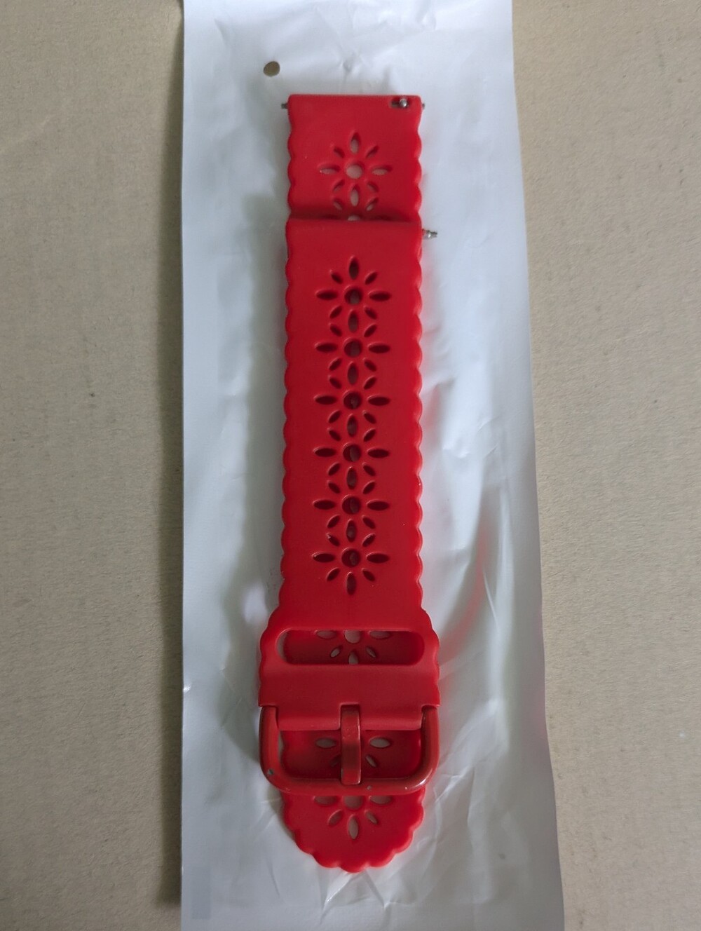 Red Floral Silicone Watch Strap